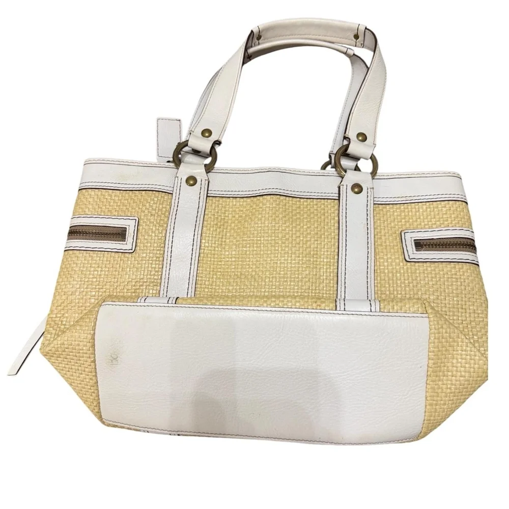 Coach Cream and Tan Tote Bag